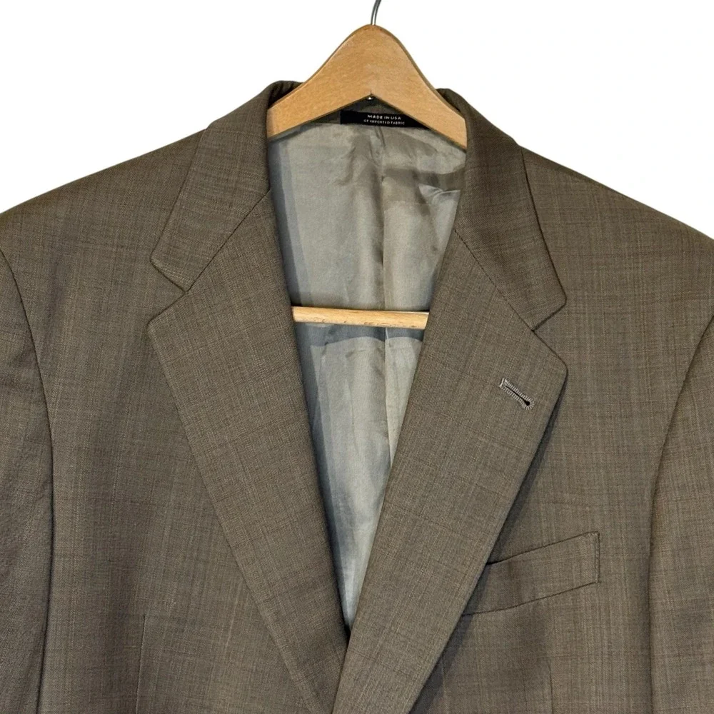 Hart Schaffner Marx Mens Blazer Suit  100% Wool Windowpane 2-Button Ventless 42R